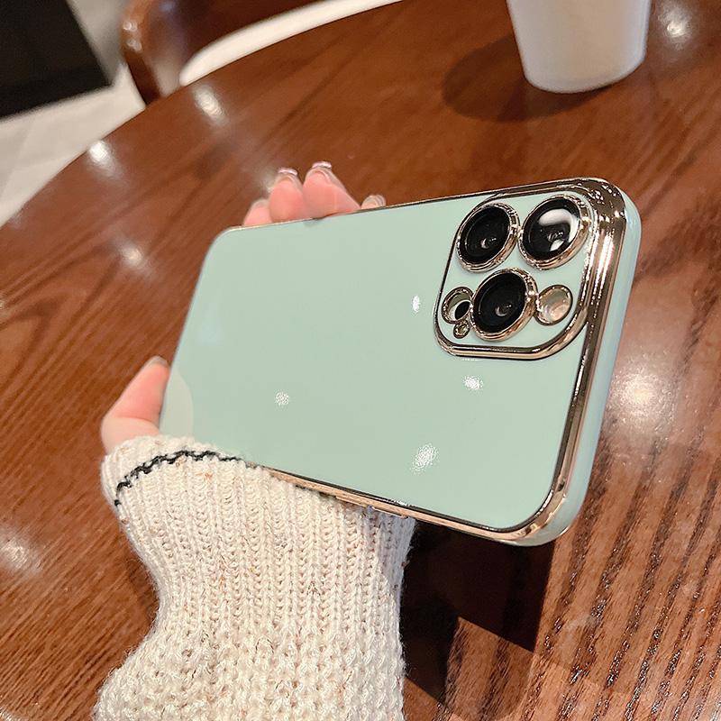 Luxury Electroplated Color Phone Case For Iphone 11 12 13 Pro Max Xs Xr Max 7 8 Plus Soft Lens Protection Silicone Back Cover