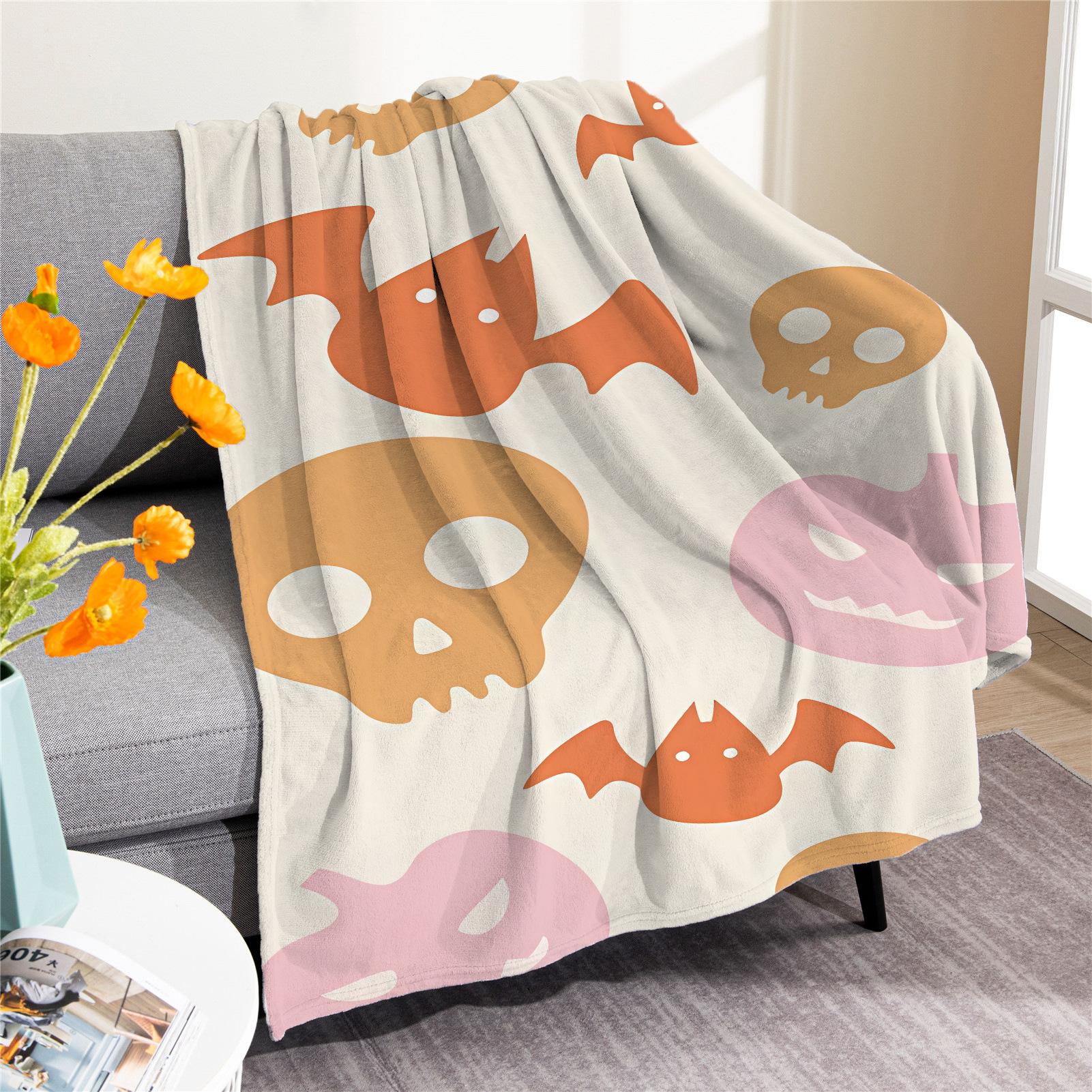 

Halloween pumpkin skull digitalprinted polyester Bedroom velvet flannel soft sofa cover blanket Fleece soft sofa cover blankets 75x100cm