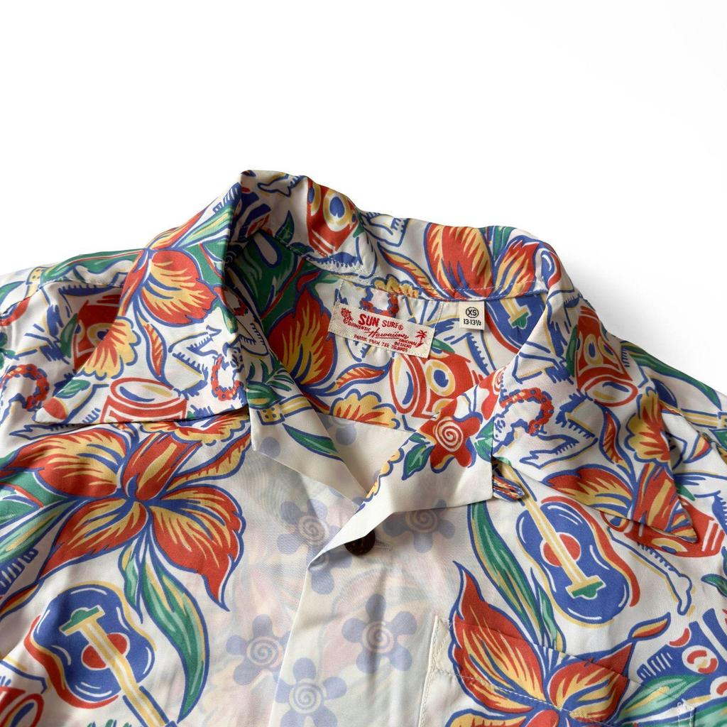 Used SUN SURF ORCHID AND HAWAIIAN TRADITION Size XS Aloha shirt Hawaiian shirt Rayon White Toyo Enterprises