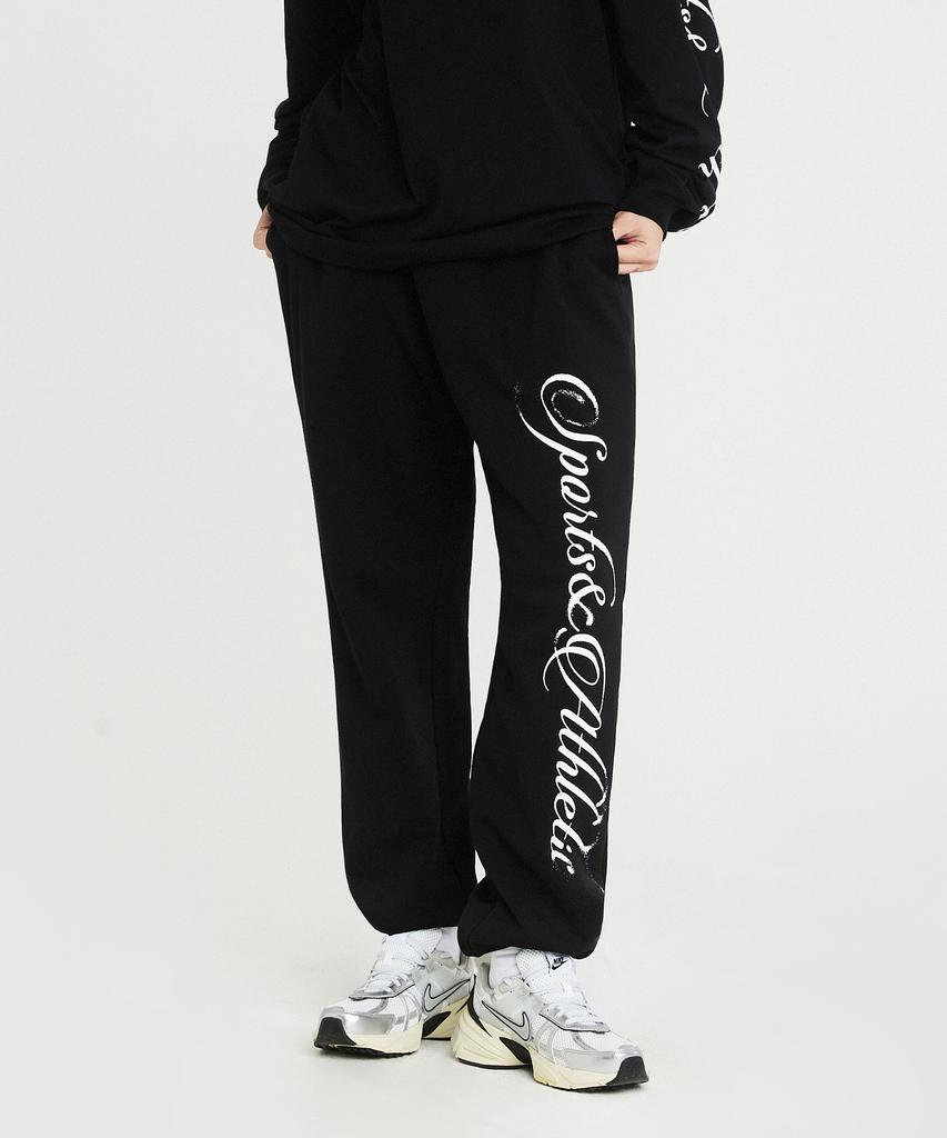 HDEX Women'S Lettering Wide Jogger Pants (Black)