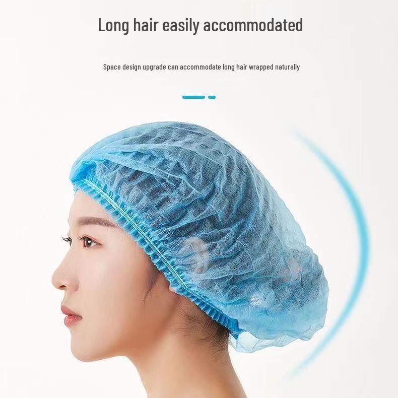 Disposable Breathable Non-woven Hair Net for Dustproof Protection In Kitchens or Workshops, Blue and White