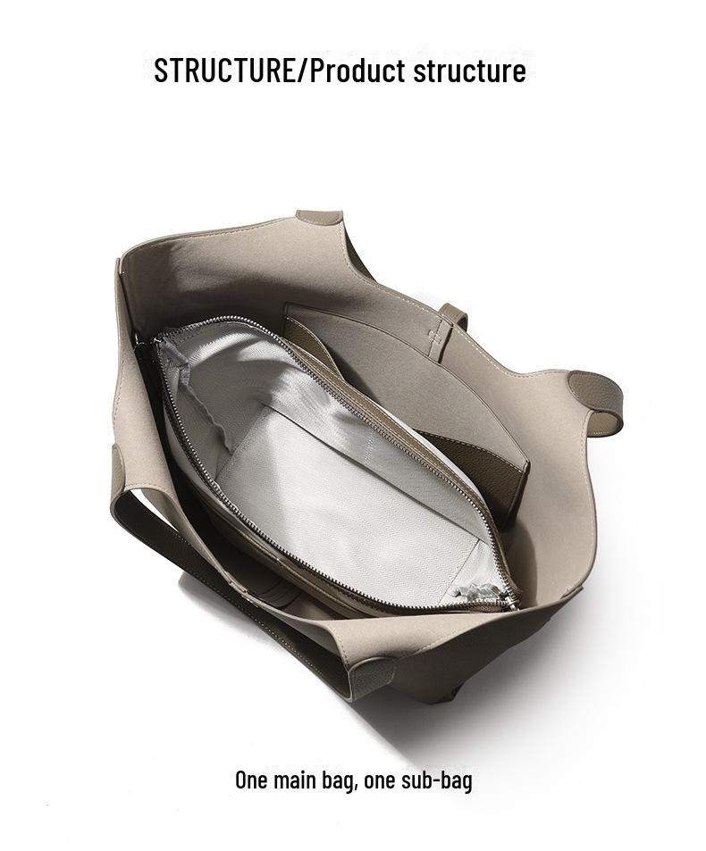 2024 Genuine Leather Women's Large Capacity Tote & Shoulder Handbag for Work - Cowhide, Autumn Collection