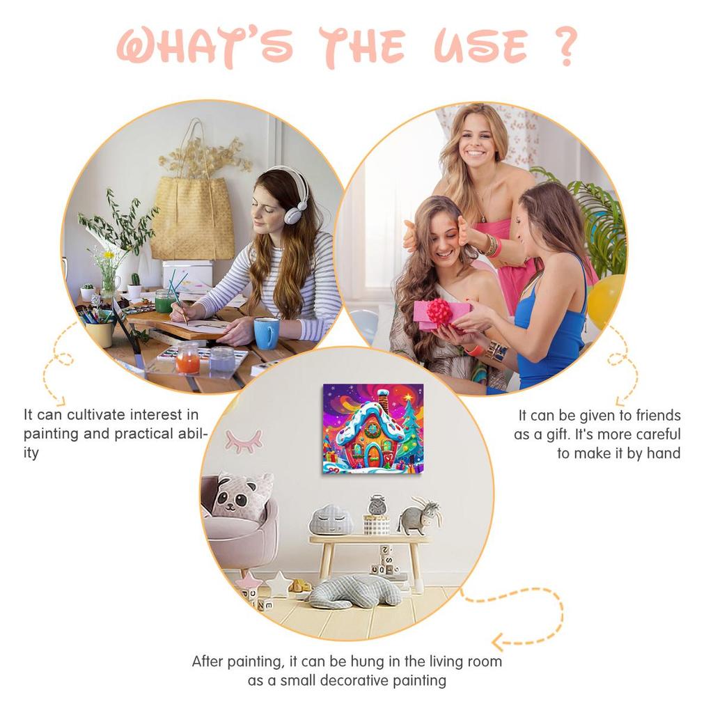 RUOPOTY Christmas Snowhouse Framed Paint By Numbers Kit For Beginner Starter Kits Acrylic Paint Canvas Drawings For Adults Picture On Numbers For Home