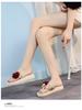 Korean Style Women's Summer Parent-Child Flower Wedge Flip-Flops: Non-Slip Thick Sole Beach Sandals for Outdoor Wear