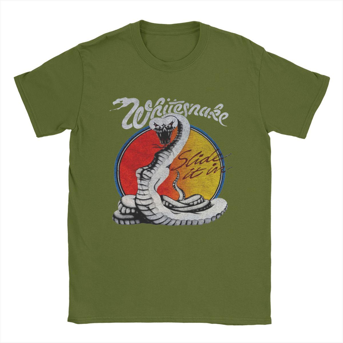 

Футболка Whitesnake Band для мужчин, 100% хлопок, забавные футболки, футболки с круглым вырезом, короткий рукав, одежда, новое поступление XL армия зеленый