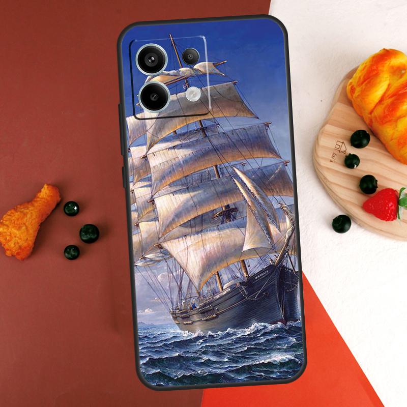 Sailing Pirate Ship Boat Case For Xiaomi Redmi Note 14 13 Pro 9 10 11 12 Pro 10S 11S 12S Redmi 13C 10C 12C 14C Coque