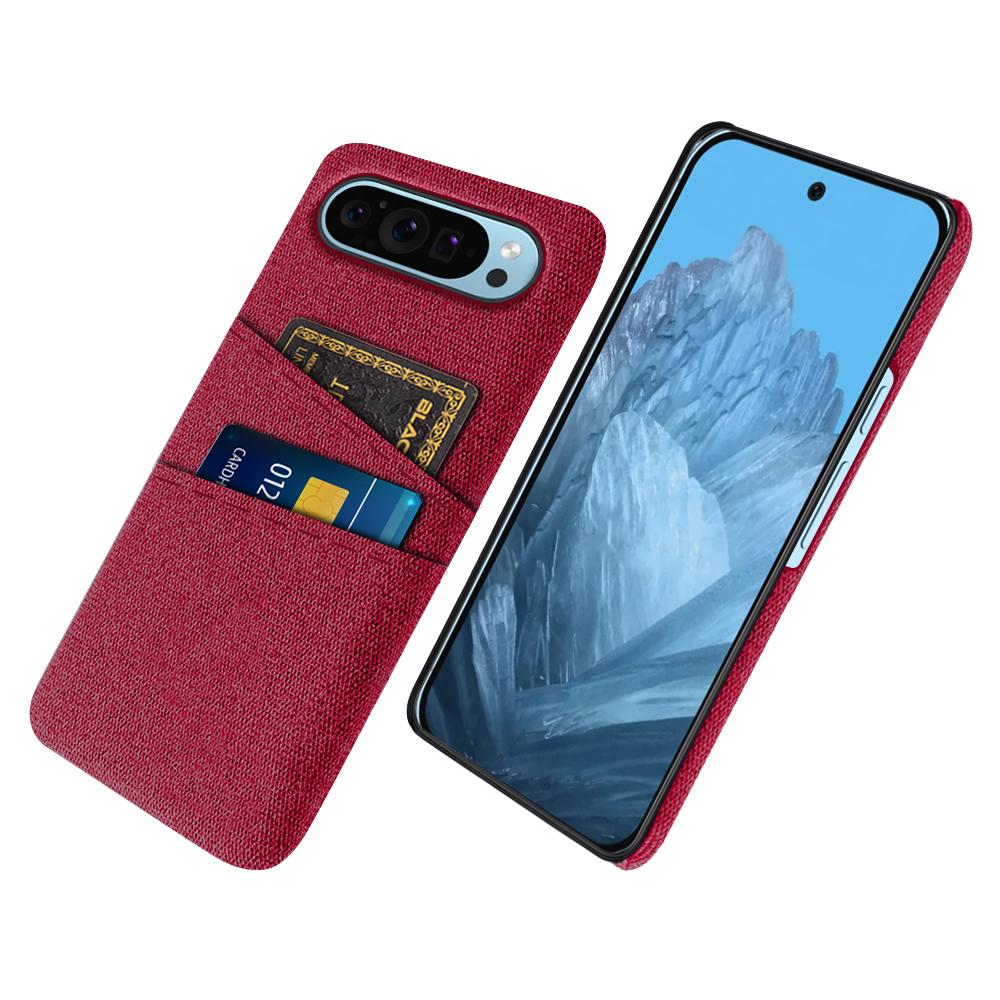 For Google Pixel 9/Pixel 9 Pro Phone Case 2 Card Holders Cloth Texture Back Cover