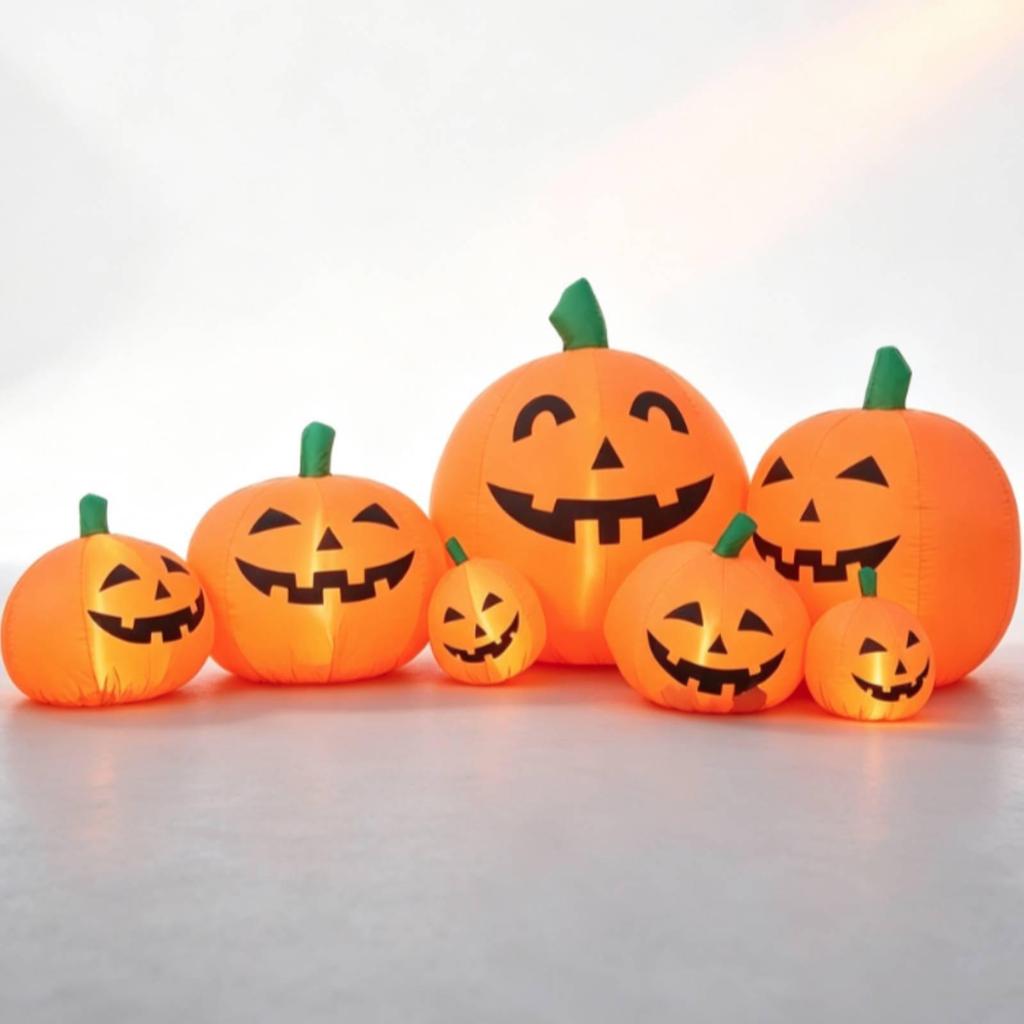 Halloween Inflatable Pumpkin Outdoor with Stakes and Tethers Built In LED Lights