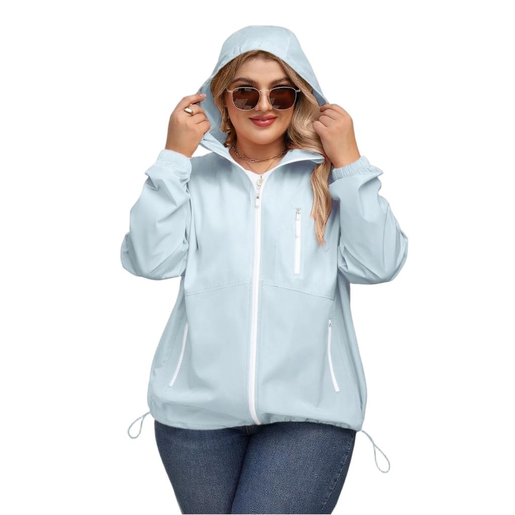 Women's Solid-color Hooded Long-sleeved Windbreaker, Mountaineering Sports Windbreaker, Jacket And Top
