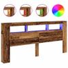 LED Headboard with Rustic Wood Effect 220 x 18.5 x 103.5 cm Engineered Wood