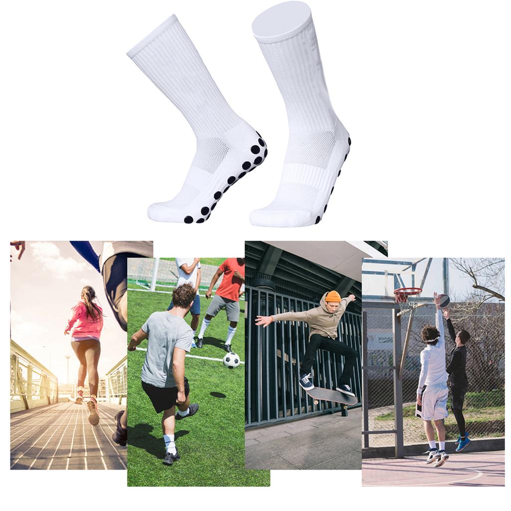 6 Pairs Outdoor Sports Running Socks Stretch Socks Athletic Football Soccer Socks Anti Slip Socks with Grips