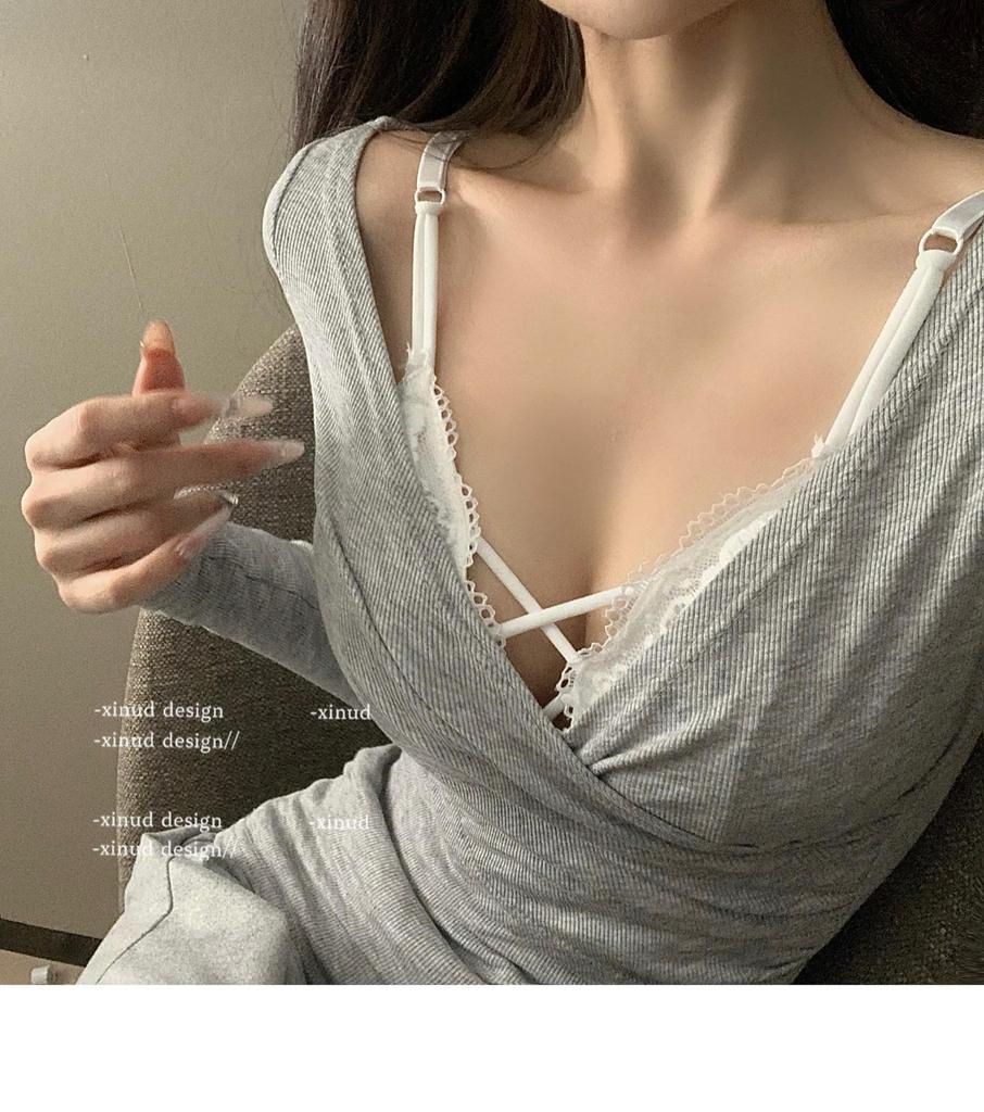 Korean Style Lace Cross Push-up Strapless Bra for Girls - Sexy, Hollow Design with Back Fastening