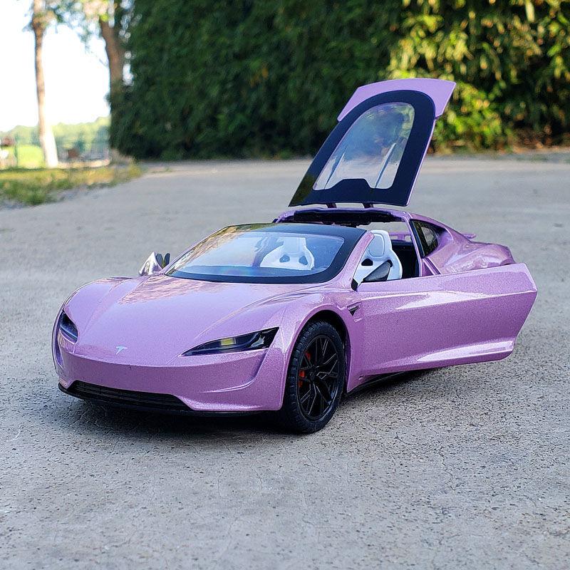 1:24 Tesla Roadster Super Car Alloy Car Model Wheel Steering Sound Light Collectibles Toy Birthday Gift C147