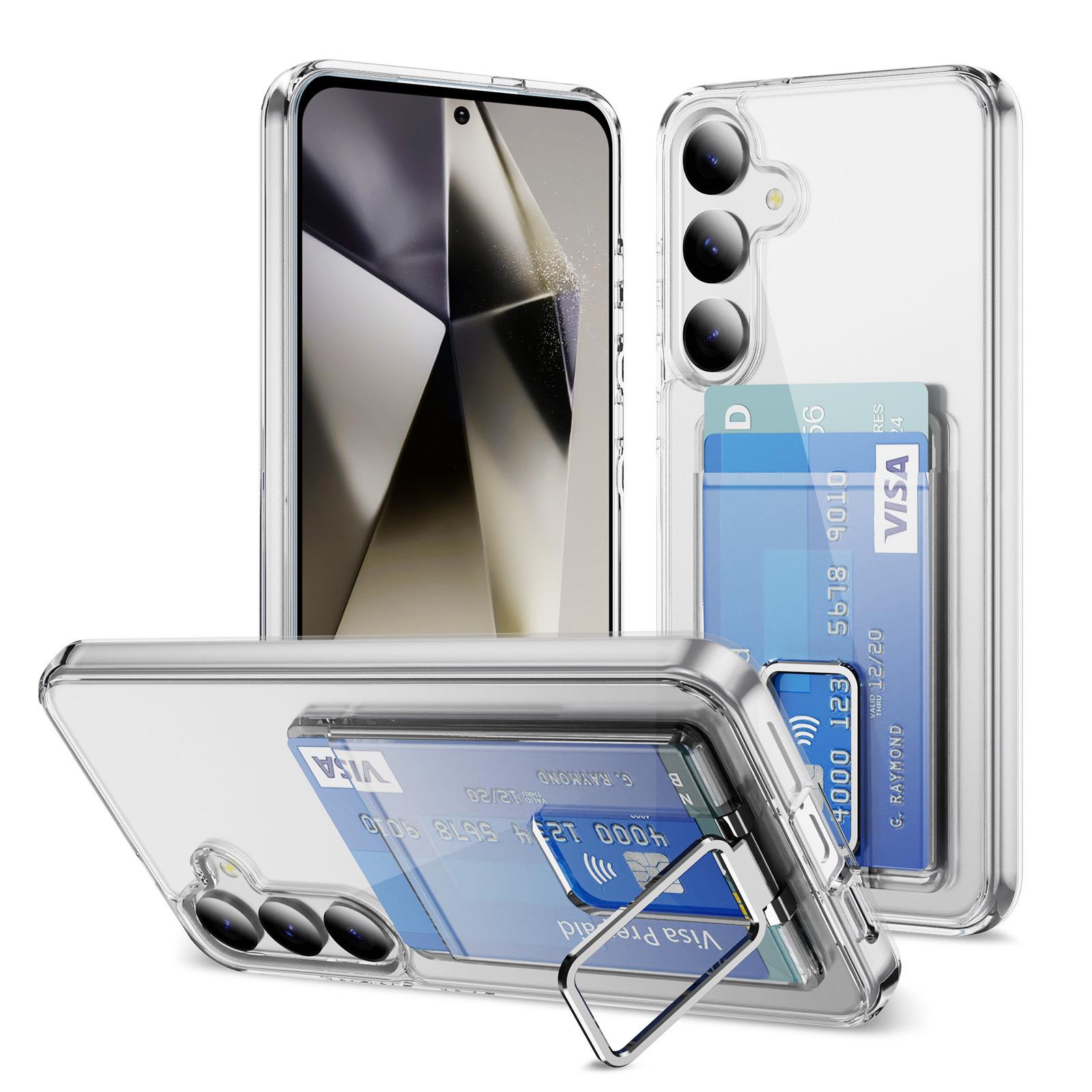 

Для S25ultra для чехла для мобильного телефона Samsung, держатель для карт, двухкомпонентный противоударный чехол с воздушной подушкой, прозрачный чехол S25 Ultra