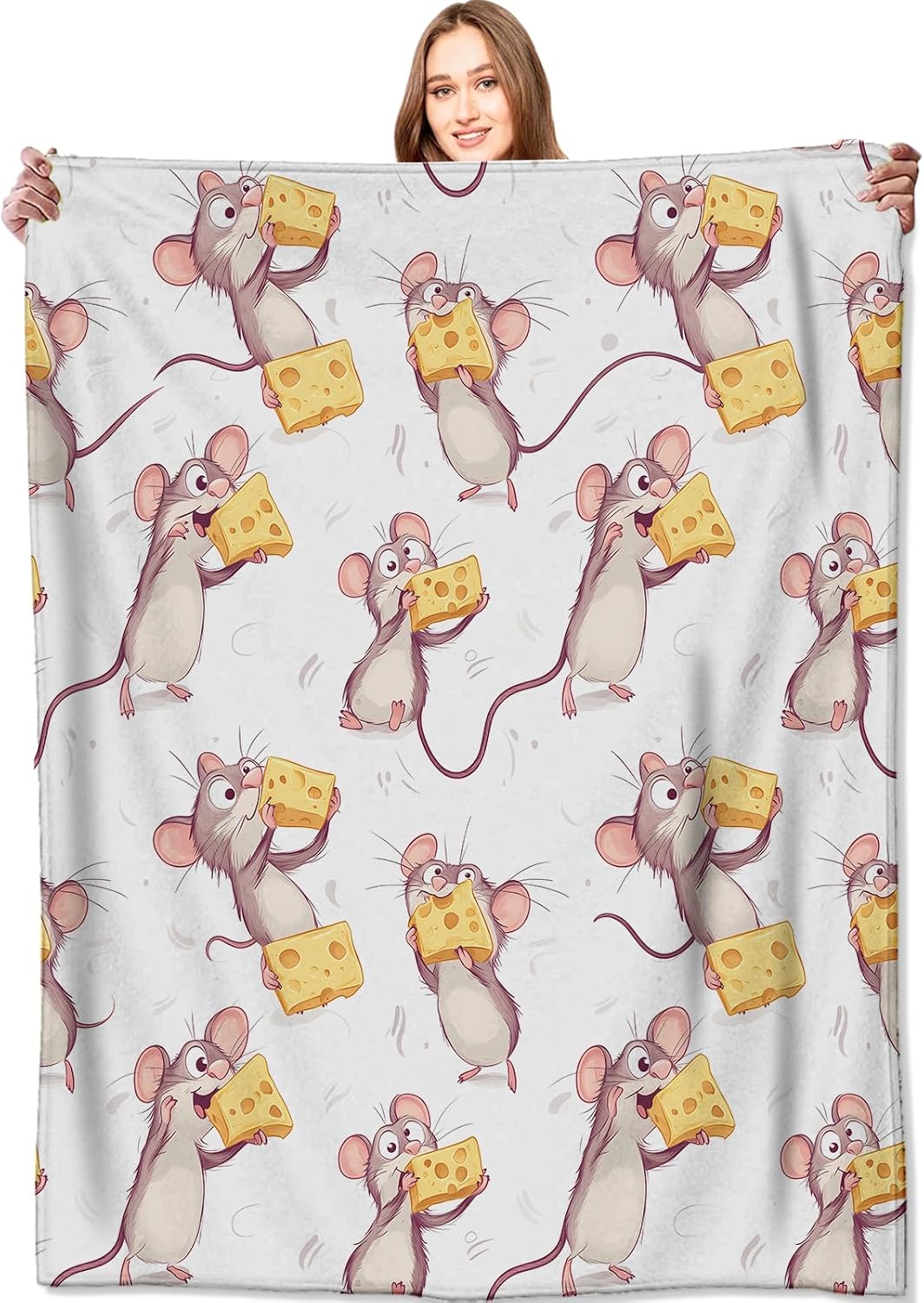 

VODRM Cute Squirrel Throw Blanket Woodland Blossom Cream Lightweight Soft Fleece Modern Decor for Sofa Bed Gifts for Kids Women 100x150cm