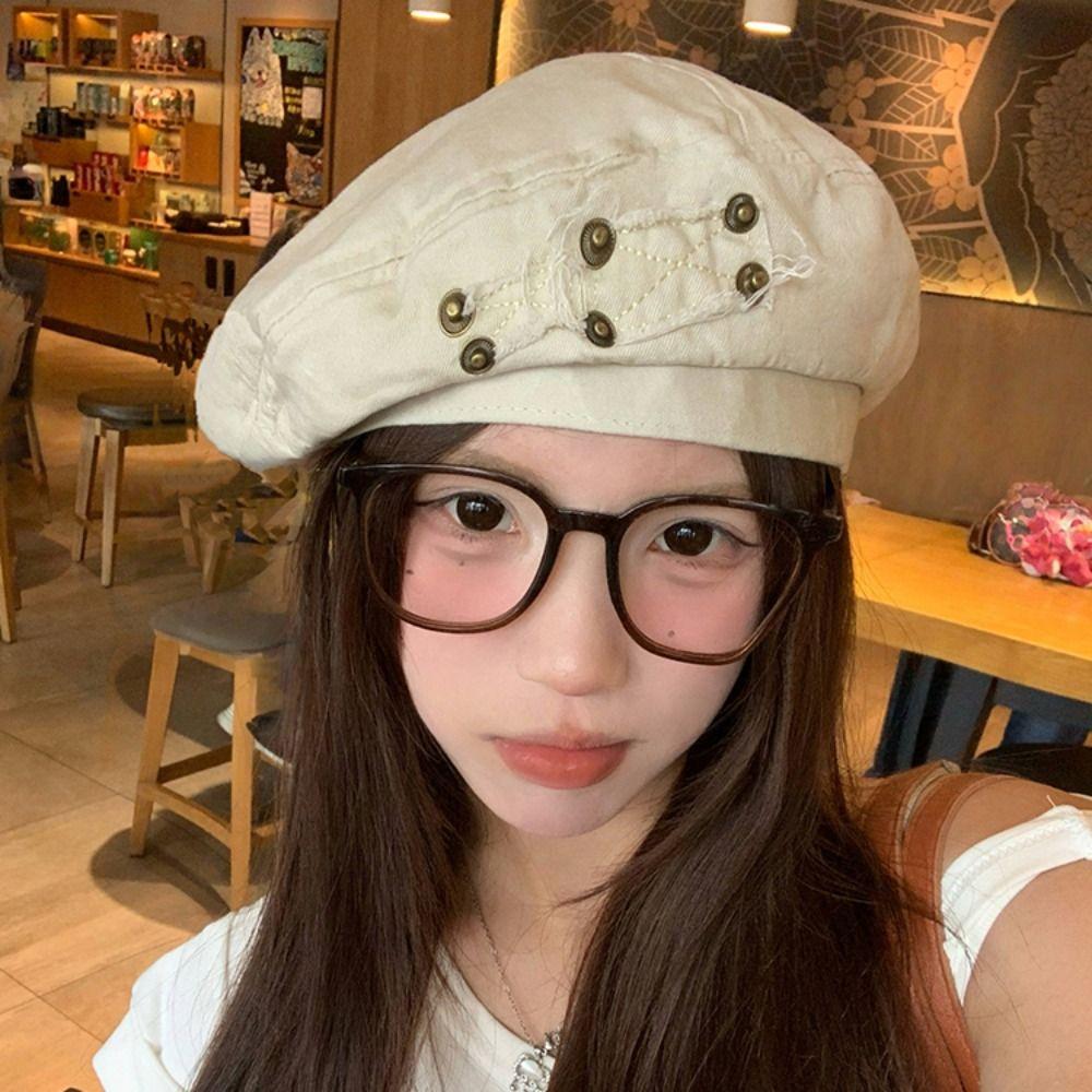 Japanese Style Painter Hat Retro Artist Cap Personality Washed Cotton Demin Berets  Unisex