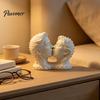 High-end Soft Decoration Display 3D Printed Couple Kissing Head Sculpture, White Modern Art Statue Anniversary Romantic Craft for Living Room Bedroom,