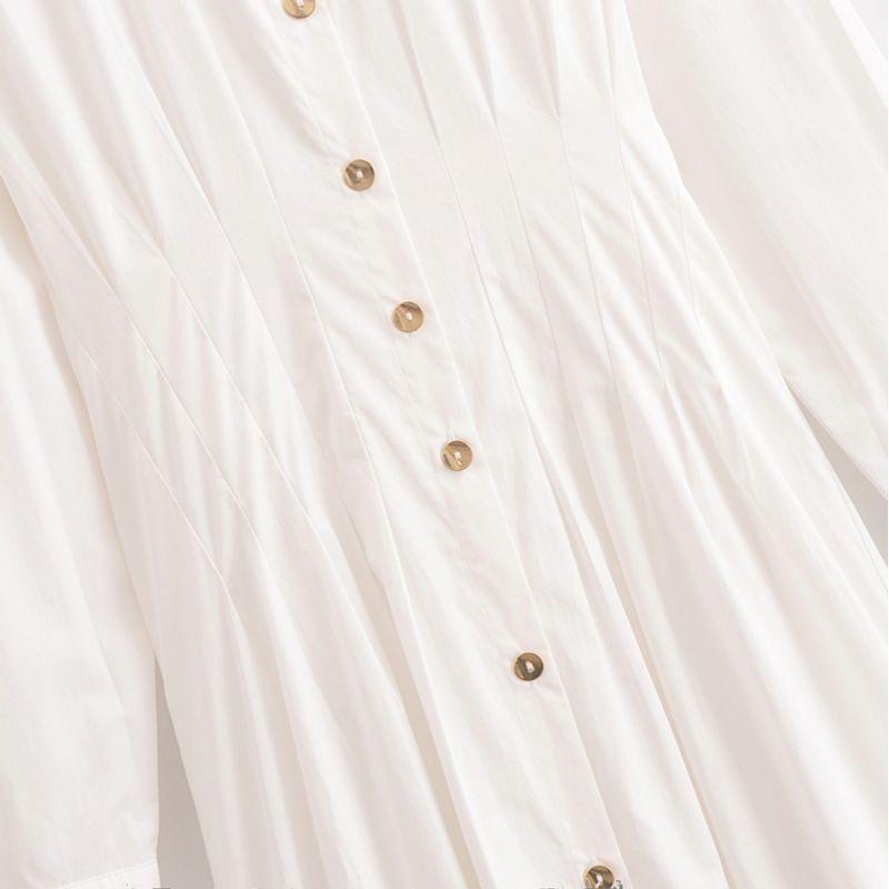 Kaslead New Arrival Women's Clothing Fashion Style Fashion Polo Collar Long Sleeves Midi Skirt Dress 0387053