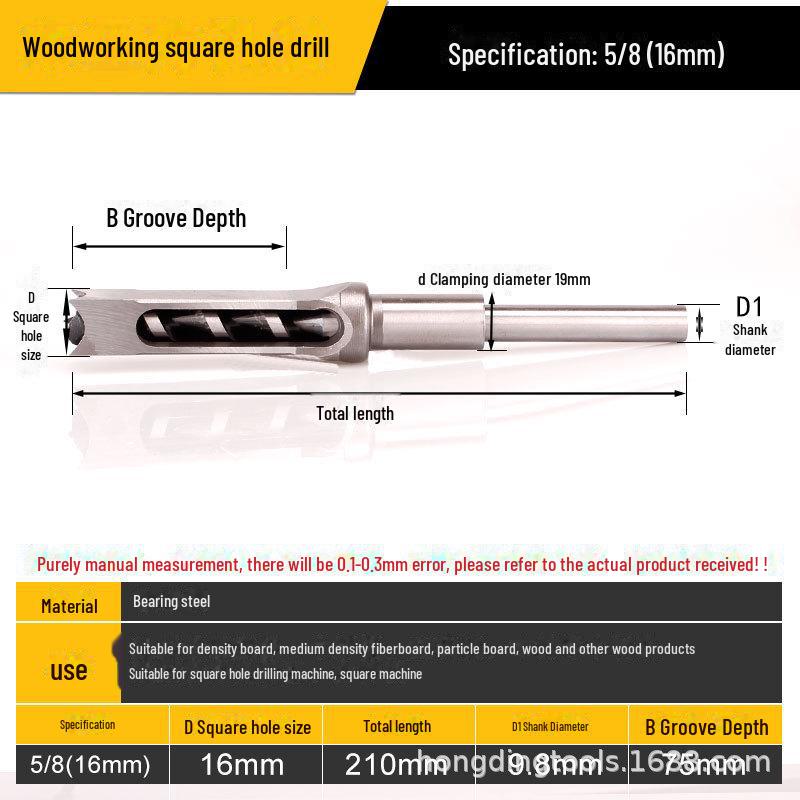 Wiertło do otworów kwadratowych w stolarce - wiertło ze stali łożyskowej do precyzyjnych otworów kwadratowych, dziurkowania i wykonywania otworów pod kątem.