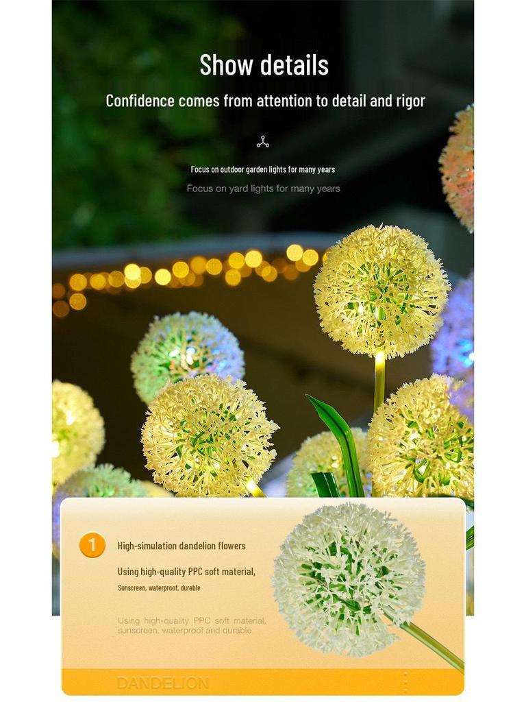 Solar Dandelion Flower Courtyard Light - Outdoor Decorative Onion Ball Atmosphere Lamp