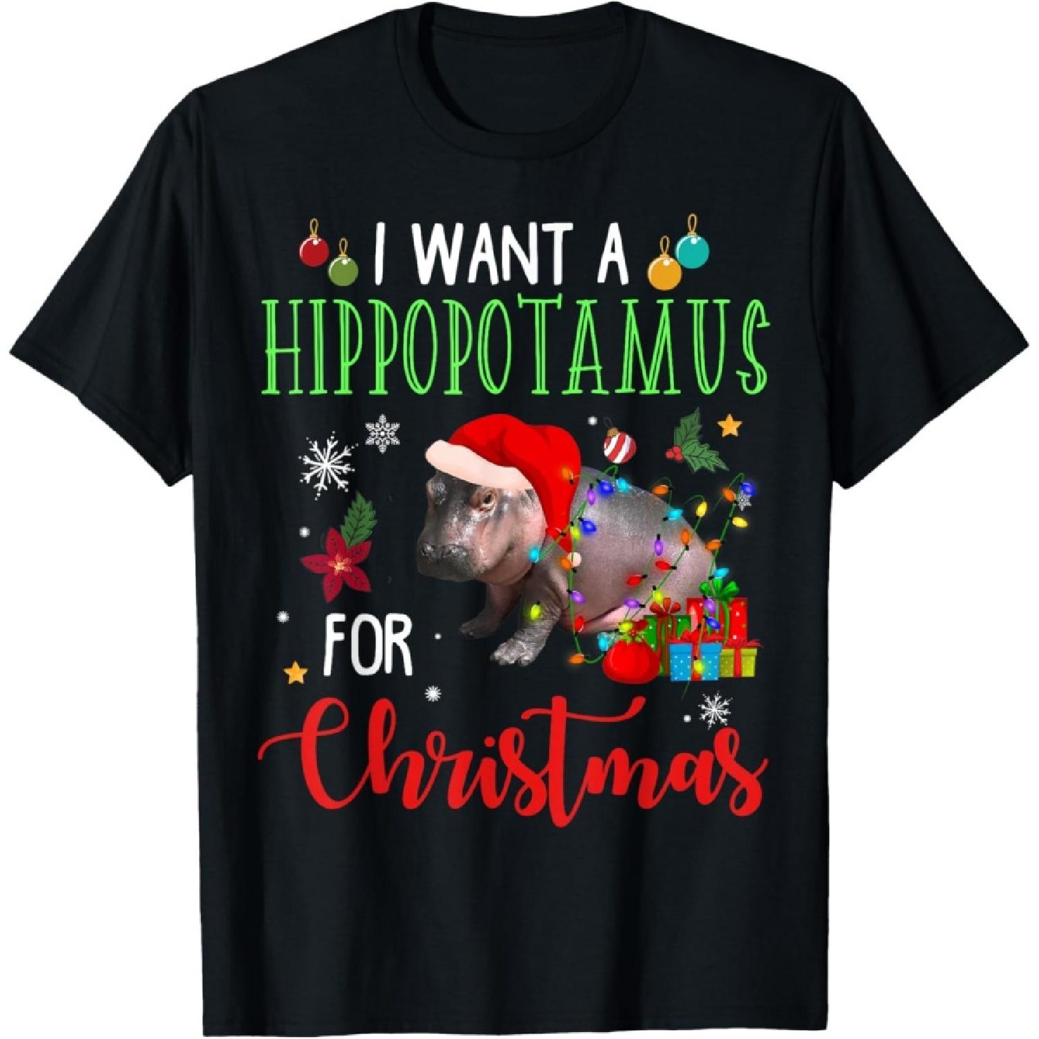 I Want A Hippopotamus For Christmas Hippo Fiona T-Shirt S