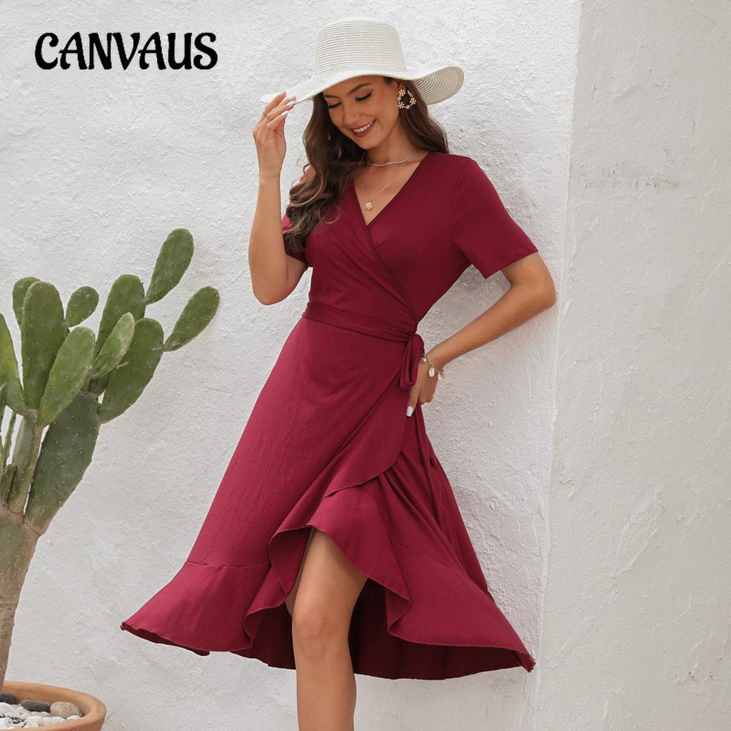 Rochie de vară pentru femei de dimensiuni plus mari, cu decolteu în V, cu talie înaltă, rochie cu cravată, culoare uni, rochie lungă cu mâneci scurte, rochii de călătorie de vacanță