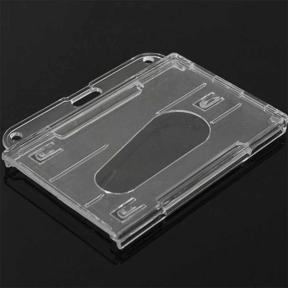 Horizontal Durable ID Card Plastic Pass Badge Clear Case Card Holder Enclosed Oyster Cover