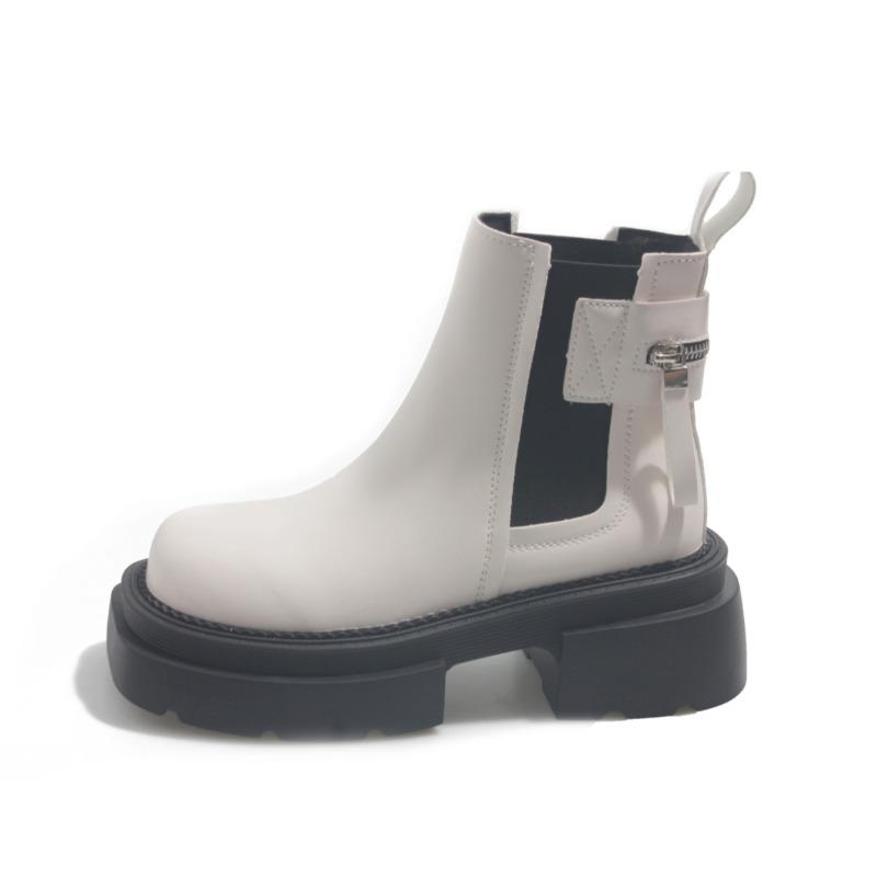 High Heels Ankle Chelsea Boots Women Platform Chunky Brand Leather Shoes 2025 Trend Goth Party Non-Slip Cozy Zipper Botas Mujer