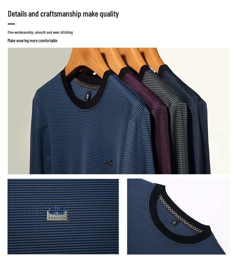 Herren Gestreiftes Langarm Rundhals Sweatshirt für Frühling & Herbst