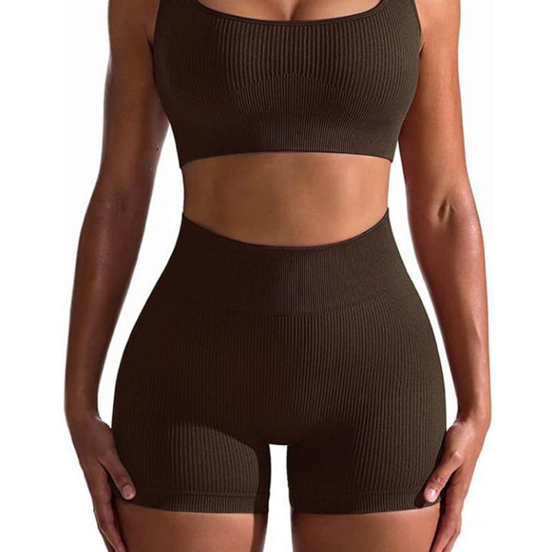 Women Seamless Yoga Shorts Striped Compression Running Shorts Skinny Activewear Gym Fitness Sport Summer Workout Solid Color Comfortable Lady Shorts