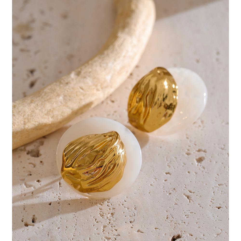 Yhpup Detachable Stainless Steel Resin Round Geometric Stud Earrings" 2 Ways To Wear "Stylish Unique Attractive Cheap Jewelry