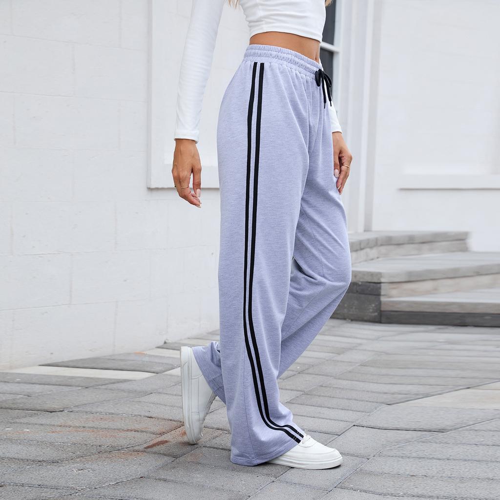 European and American Women's Autumn and Winter Loose Straight Wide-leg Pants with Tie Casual Sweatpants Trousers