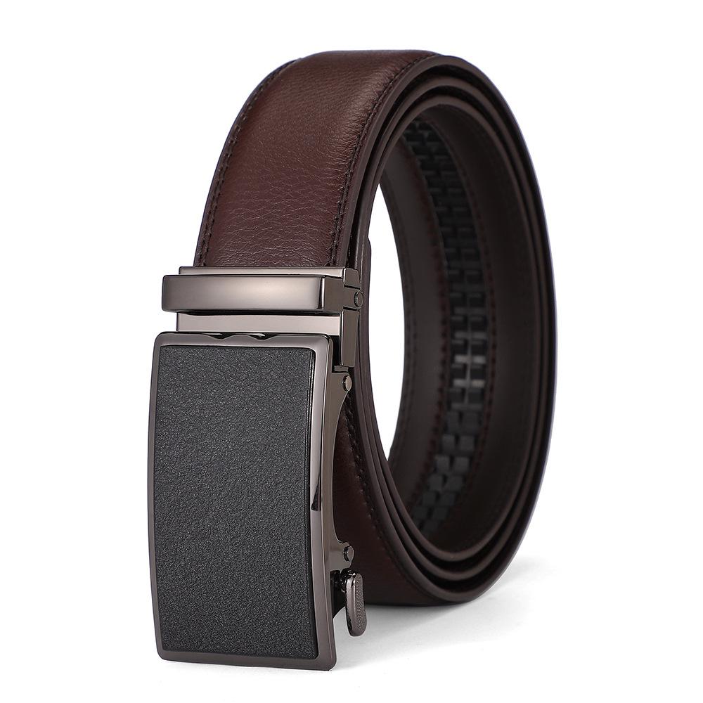 Men's Genuine Leather Automatic Buckle Belt - Cowhide Casual Waist Belt for Pants