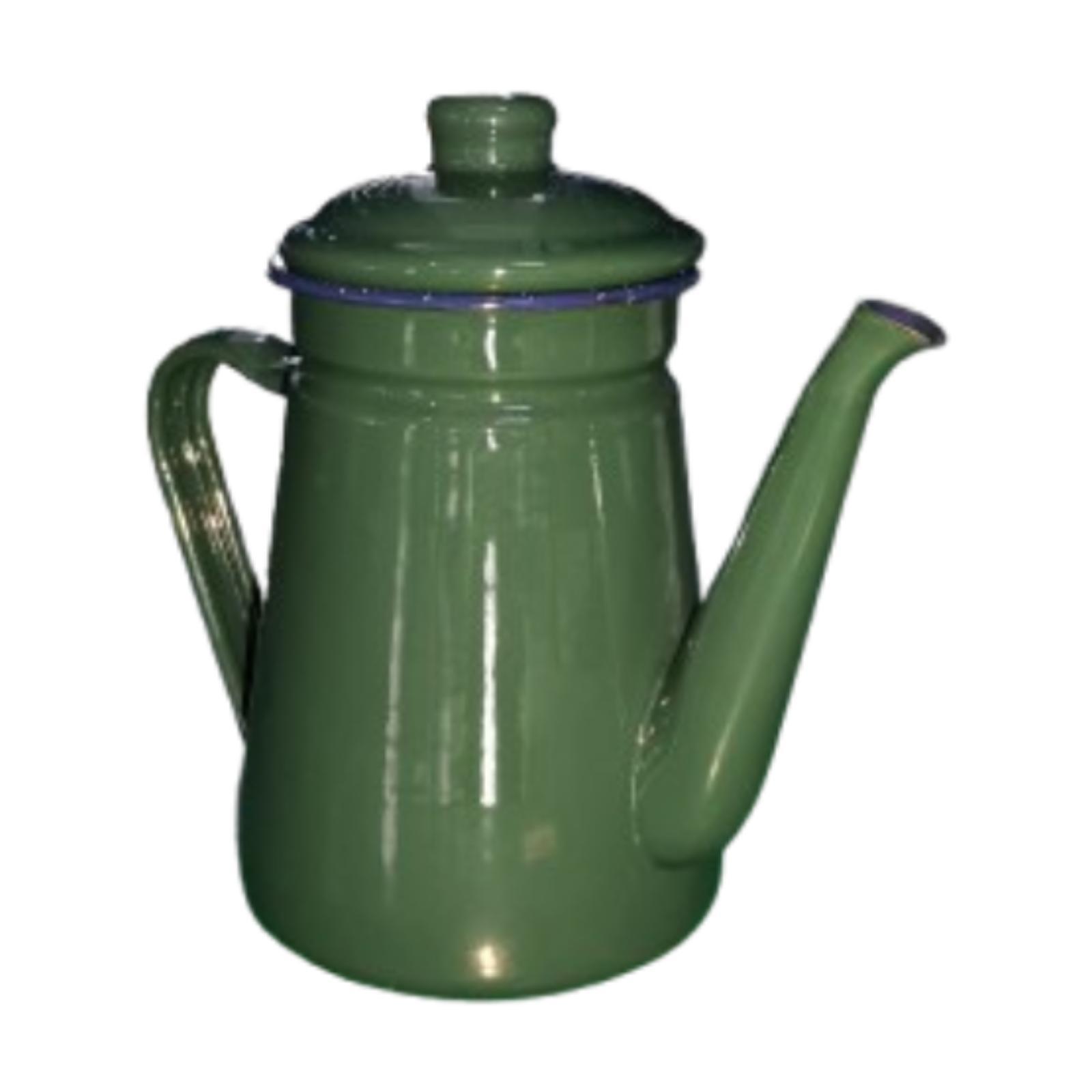 

Enamel Tea Kettle Vintage Water Milk Warmer Durable 1.1L Coffee Kettle Water Kettle for Restaurant Home Kitchen Outdoor Tea зелёный