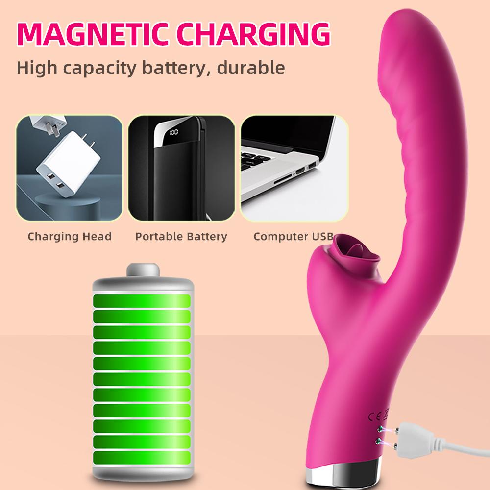 APP 2in1 Women Vibrator Tongue Licking Clitoris Stimulator Vaginal G-Spot Powerful Vibration Dildo Suction Cup Adult Female Sex Toys