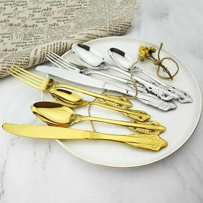 Luxury 18/10 Stainless Steel Dinnerware Set Knives Fork Tea Spoons Tableware Set 24Pcs Cutlery Western Kitchen Dinner Silverware Flatware Set
