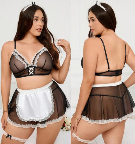 Large size maid mesh lace sexy suit