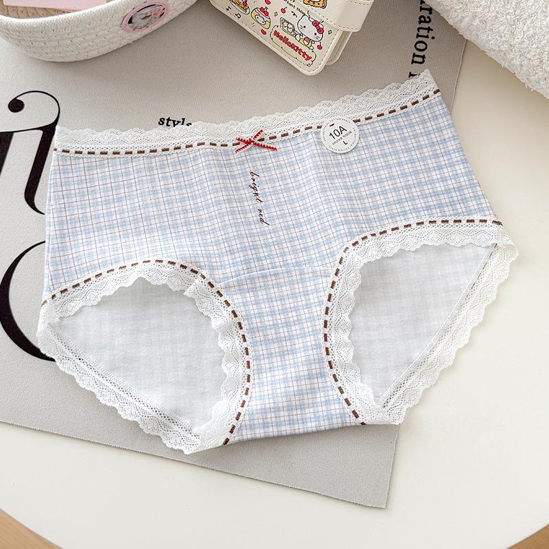 Girls Autumn and Winter Frown Cute Bear Rabbit Pure Cotton 10A Antibacterial Middle Waist Briefs