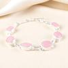 Rose Chalcedony Gemstone 925 Sterling Silver Handmade Gift Jewelry Bracelet 8" RB-10-19