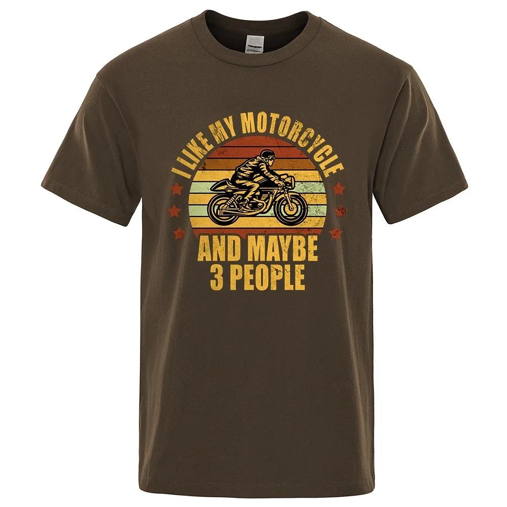 Líbí se mi můj motocykl a možná i 3 osoby Trička Muži Běžné Volné Oblečení Velké letní topy Bavlna Kreslené Pánské trička