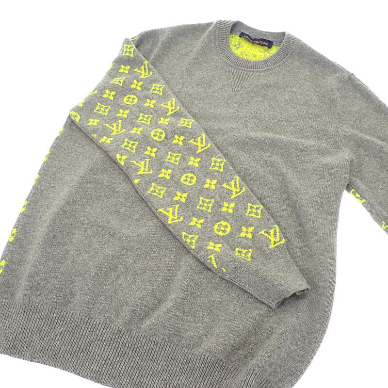 LOUIS VUITTON  XL knit gray/yellow cashmere mens