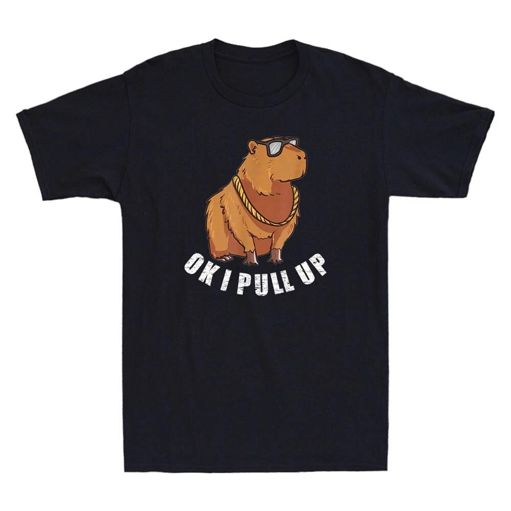 Ok I Pull Up Funny Capybara Glasses Dank Meme Novelty Men's Short Sleeve T-Shirt