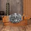Men's Skull Embossed Leather Belt with Large Buckle - Trendy PU Design