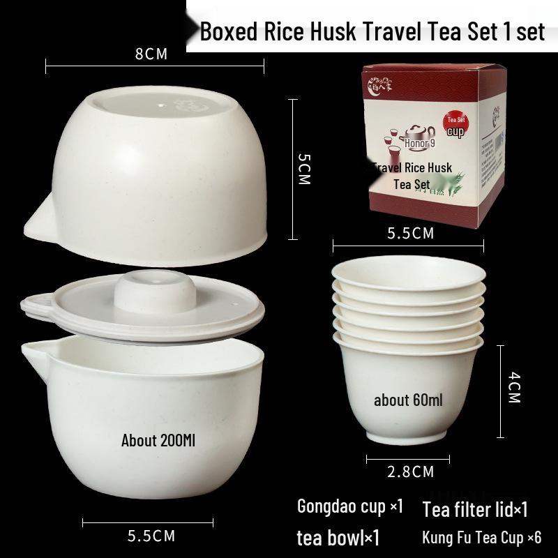 Portable Travel Tea Set: Disposable Rice Husk Gaiwan & Teacup for Quick Brew, Outdoor Camping