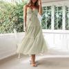 Women's Tank Dress Summer Spring Pleated  Boho Dress Cute Sleeveless Flowy Beach Straight T-Shirt Tank Dress Round Neck Dress