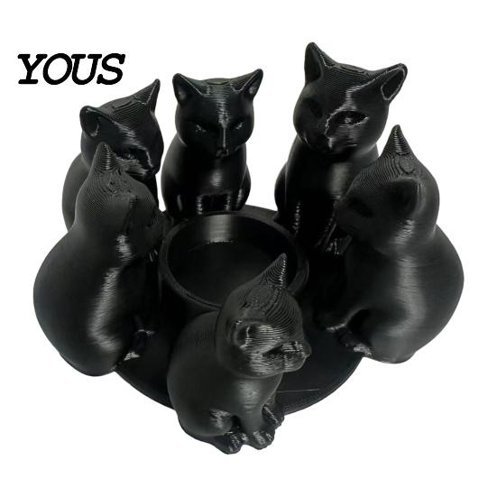 Langlebige Katzenfigur Geschenk 3D-gedruckter Kerzenhalter, Ästhetische Schreibtischdekoration mit matter Schleifoberfläche, Integrierte stabile glatte geschwungene Skulptur, Heimdekoration