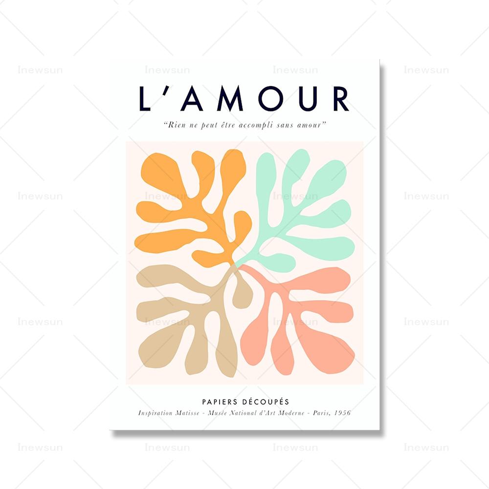 Příroda Láska Výřezy Plakáty Jaro Matisse Malba na plátno Moderní Pastely Květinová Typografie Tisk Nástěnná Umělecká Dekorace Domácí Obrázky