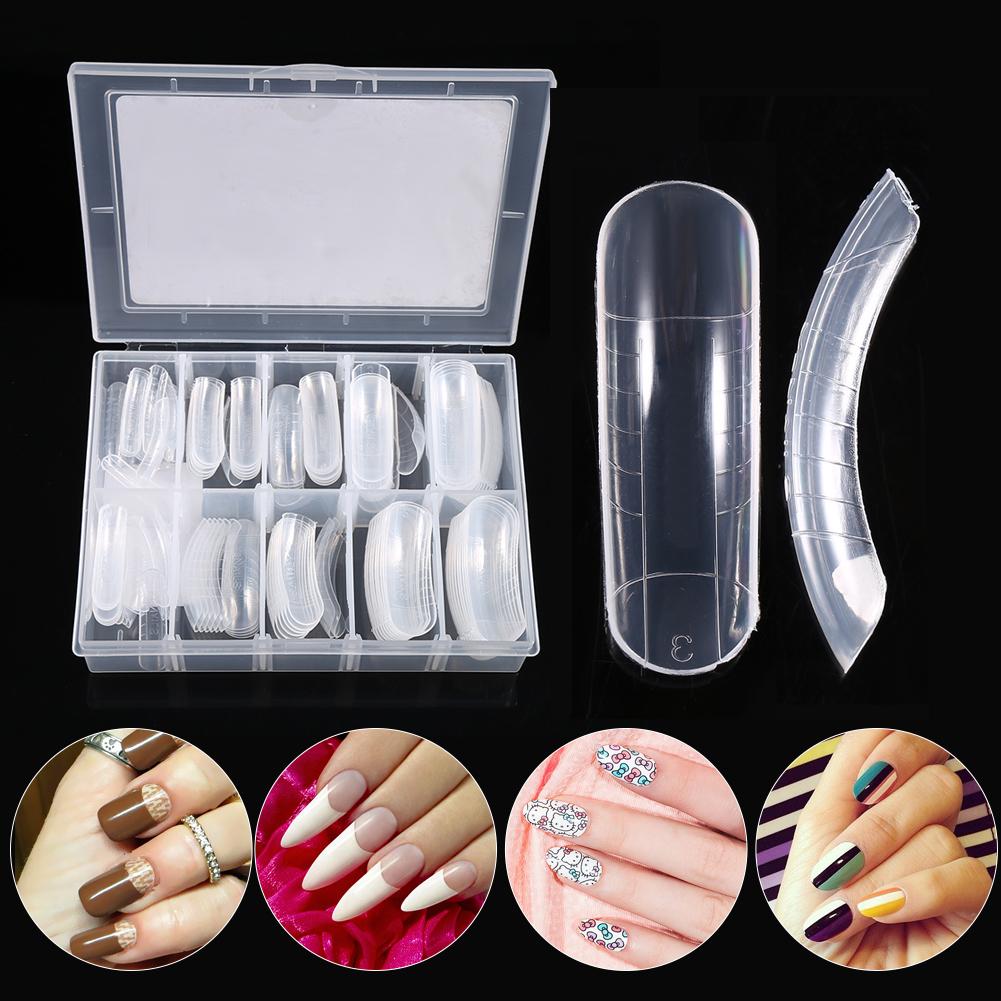 120pcs Dual System Form  Extension False Nail Tips Nail Art Tips UV Gel DIY 12 Sizes with Lines