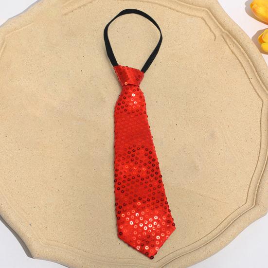 Men Tie Shiny Sequin Vintage Formal Business Style Adjustable Elastic Band Solid Color Lightweight Suit Coat Waistcoat Performance Stage Show Necktie