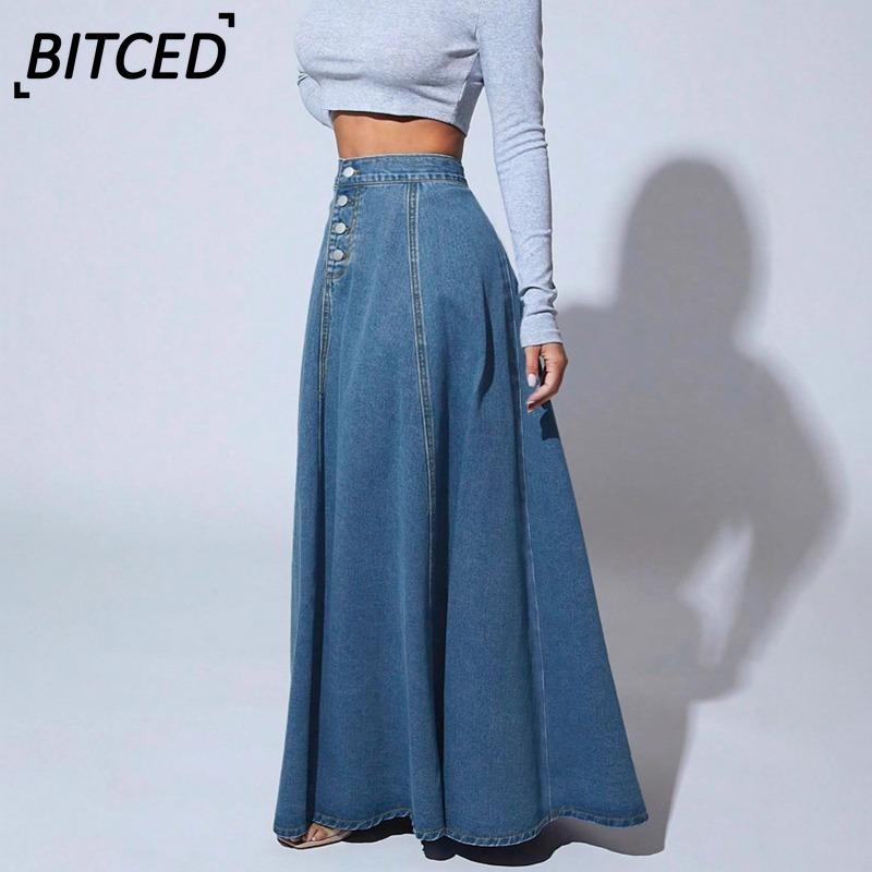 BITCED Women's Fashion Casual Solid Color Print Skirt